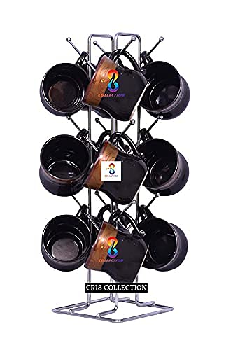 CR18 COLLECTION Stainless Steel Cup Stand & Tea Mug Holder / 12 Hooks for Mugs (Silver, 12 Stand) - Image 1
