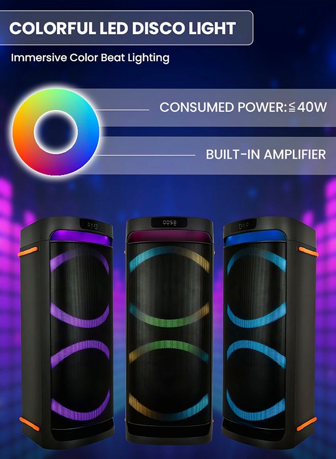 SONASHI Dual 6.5” Rechargeable Bluetooth Speaker 40W, 2 Wireless UHF Microphones, LED Disco Light, Karaoke, FM Radio, USB/SD, TWS SPS-8020R - Image 4