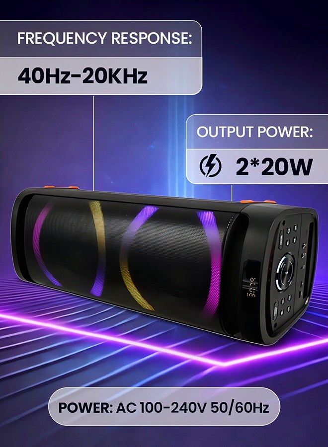 SONASHI Dual 6.5” Rechargeable Bluetooth Speaker 40W, 2 Wireless UHF Microphones, LED Disco Light, Karaoke, FM Radio, USB/SD, TWS SPS-8020R - Image 5