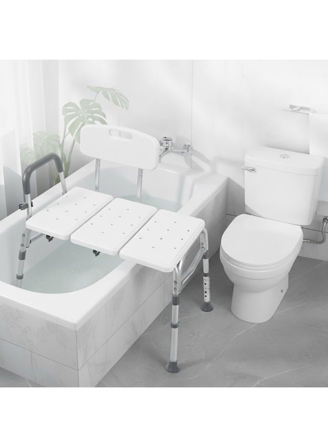 TABEKE 500lb Heavy Duty Shower Bench, Tool-Free Tub Transfer Bench with Arms & Back, Height Adjustable Handicap Shower Seat, Non-Slip Bath Safety Chair for Elderly & Surgery Recovery - Image 2