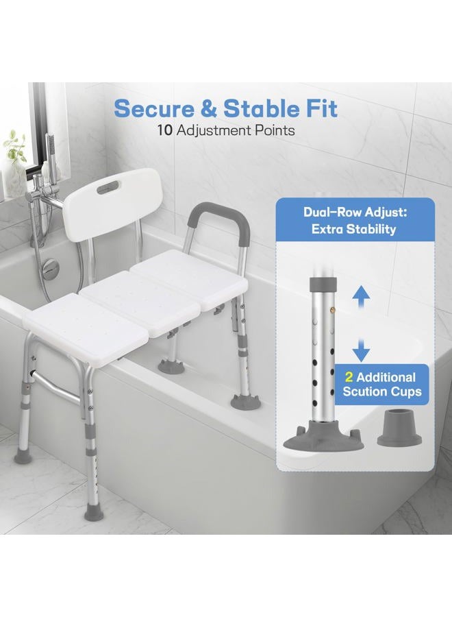 TABEKE 500lb Heavy Duty Shower Bench, Tool-Free Tub Transfer Bench with Arms & Back, Height Adjustable Handicap Shower Seat, Non-Slip Bath Safety Chair for Elderly & Surgery Recovery - Image 5