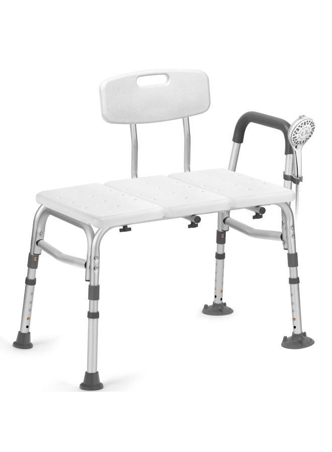 TABEKE 500lb Heavy Duty Shower Bench, Tool-Free Tub Transfer Bench with Arms & Back, Height Adjustable Handicap Shower Seat, Non-Slip Bath Safety Chair for Elderly & Surgery Recovery - Image 1