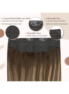 Fshine Invisible Wire Hair Extensions Real Human Hair Dark Brown Ombre Brown Mix Honey Blonde Full Head Remy Human Hair Transparent Fish Line Clip In Extensions Human Hair 20 Inch 80G  - Image 2