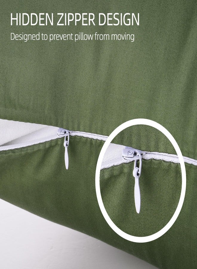 Best Season Cotton Pillow Protectors/Cases Standard Size with Zipper 2 Pack Olive Green Color,Cooling & Breathable Bed Pillow Protectors Set of 2 Pillow Cases Cover Standard 20" x 26" - Image 4