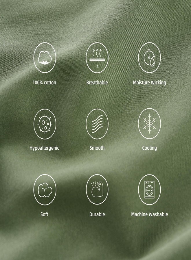 Best Season Cotton Pillow Protectors/Cases Standard Size with Zipper 2 Pack Olive Green Color,Cooling & Breathable Bed Pillow Protectors Set of 2 Pillow Cases Cover Standard 20" x 26" - Image 5