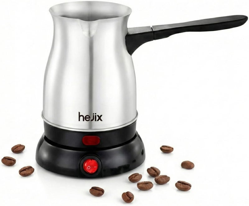 HEJIX Turkish Coffee Maker, 0.5L, 600W, Stainless Steel Body, 360° Rotating Base, Concealed Heating Element, Portable Electric Kettle, Fast Boil Electric Kettle with Indicator Light – HX404 - Image 1