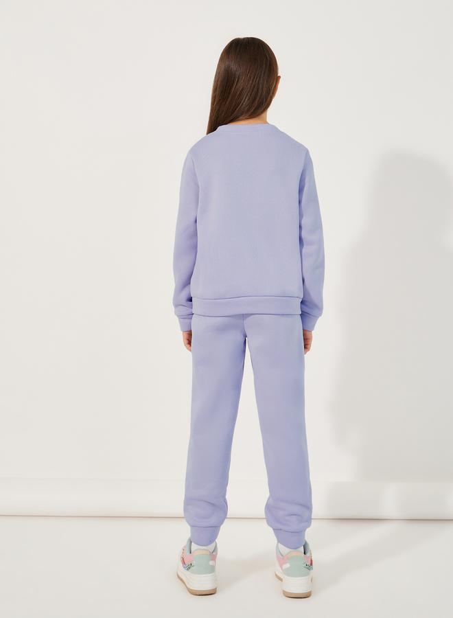 Styli Embossed Slogan Print Round Neck Sweatshirt & Joggers Set - Image 4