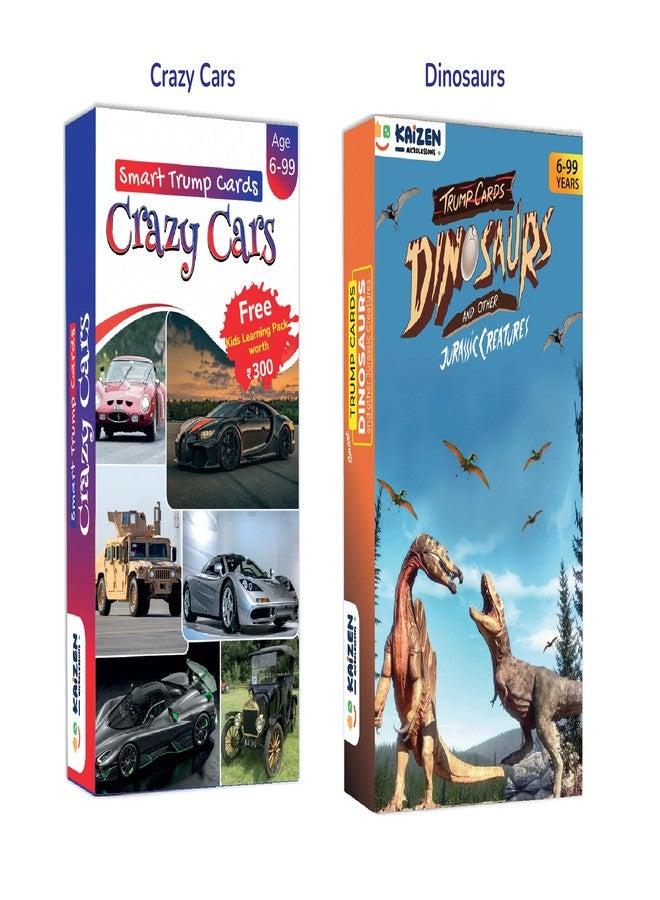 Kaizen MicroLessons Trump Card Game for Age 6-13. Learn While Playing. (Trumps: CarsDinos) - Image 1