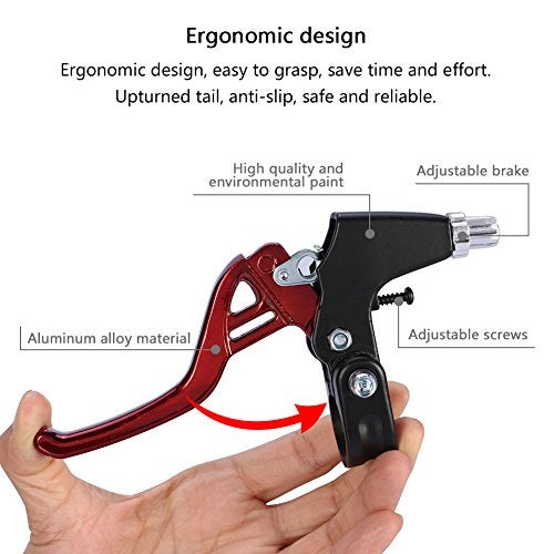 YOSOO ycle Brake Levers Hand Brakes for ycles 2Pcs Aluminium Alloy MTB Bike ycle Cycling Brake Level Handles (Red) Kent ycle Brake Handle - Image 2