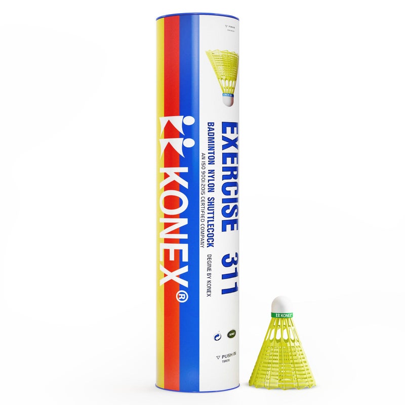 KONEX CLS-311 Nylon Shuttlecock | Stable Flight & Fast Recovery (Yellow, Pack of 12) - Image 1
