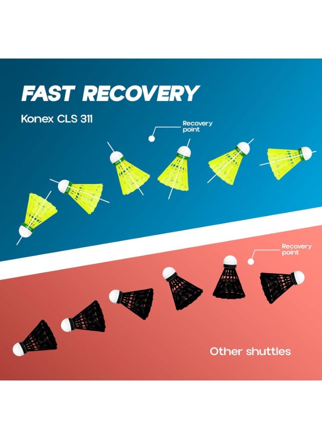 KONEX CLS-311 Nylon Shuttlecock | Stable Flight & Fast Recovery (Yellow, Pack of 12) - Image 5