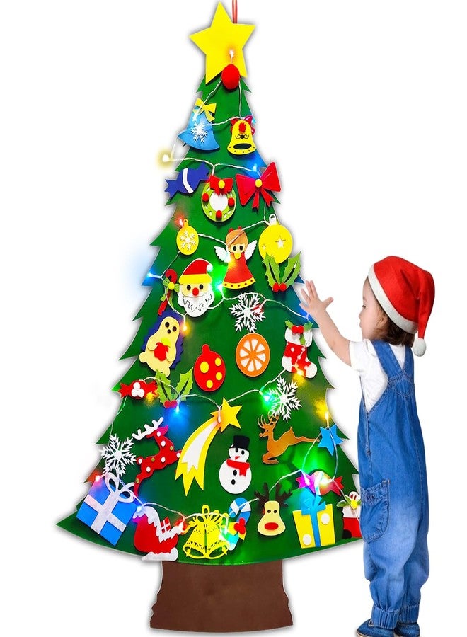 Camlinbo 3.7 Ft DIY Felt Christmas Tree for Toddlers Kids Wall with 34 Hanging Ornaments 10 Ft LED Colorful String Light 2 Modes, Felt Craft Kits for Kids Xmas Gift New Year Christmas Decorations - Image 1