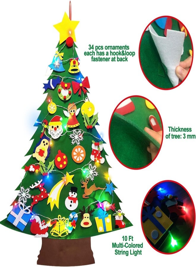Camlinbo 3.7 Ft DIY Felt Christmas Tree for Toddlers Kids Wall with 34 Hanging Ornaments 10 Ft LED Colorful String Light 2 Modes, Felt Craft Kits for Kids Xmas Gift New Year Christmas Decorations - Image 3