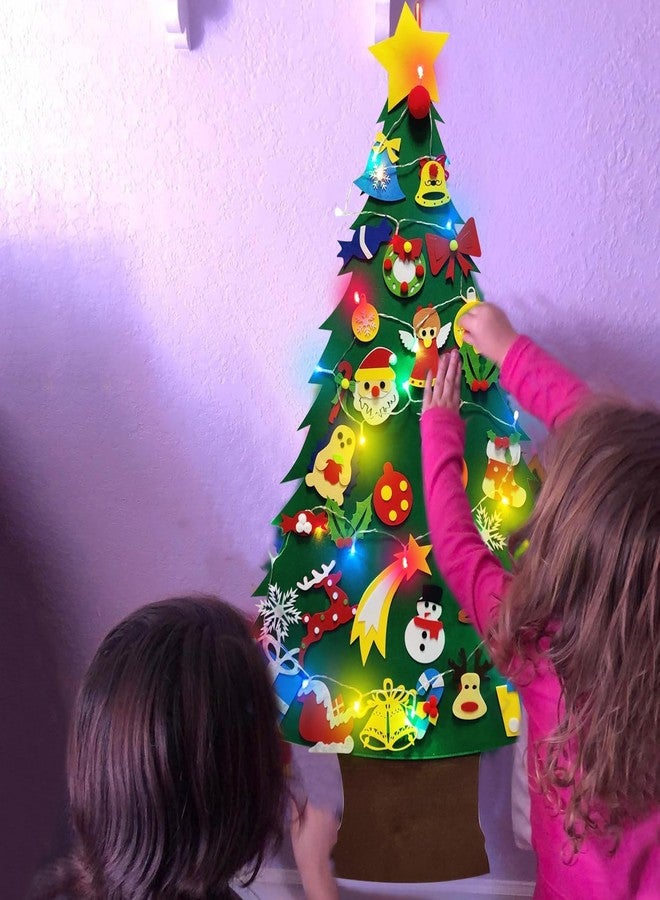 Camlinbo 3.7 Ft DIY Felt Christmas Tree for Toddlers Kids Wall with 34 Hanging Ornaments 10 Ft LED Colorful String Light 2 Modes, Felt Craft Kits for Kids Xmas Gift New Year Christmas Decorations - Image 5