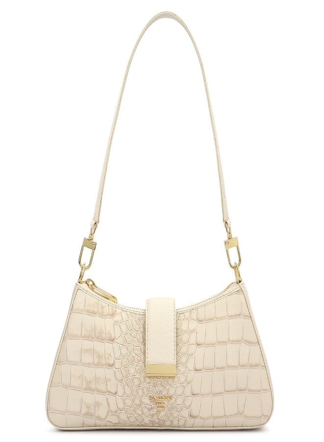 Da Milano Women’s Genuine Leather Shoulder Bag | Premium White Handbag with Zipper & Clasp Closure | Spacious Compartment with Zip & Slip Pockets | Everyday Luxury - Image 1