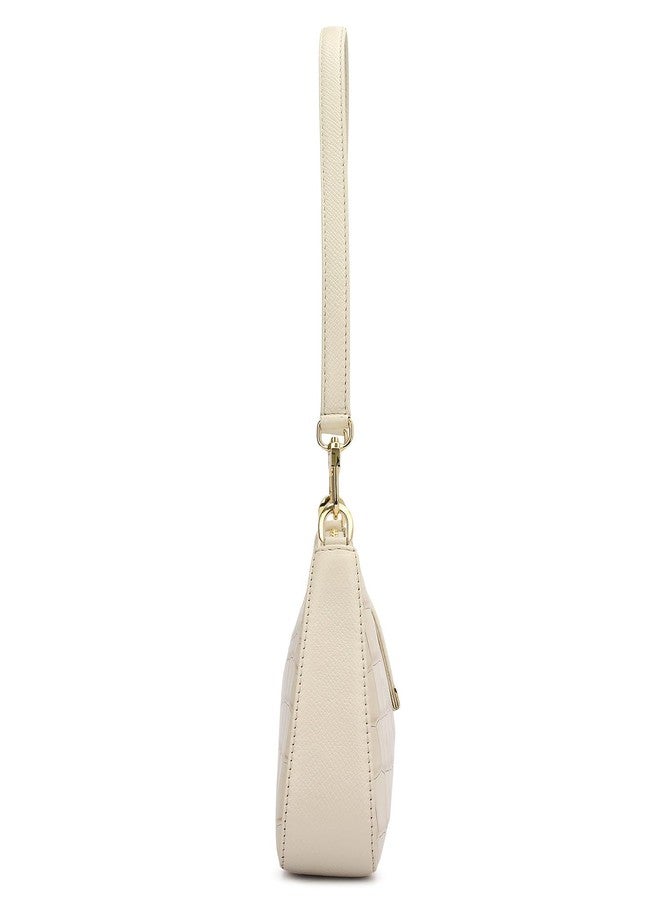Da Milano Women’s Genuine Leather Shoulder Bag | Premium White Handbag with Zipper & Clasp Closure | Spacious Compartment with Zip & Slip Pockets | Everyday Luxury - Image 3
