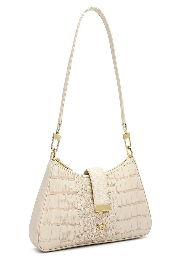 Da Milano Women’s Genuine Leather Shoulder Bag | Premium White Handbag with Zipper & Clasp Closure | Spacious Compartment with Zip & Slip Pockets | Everyday Luxury - Image 2