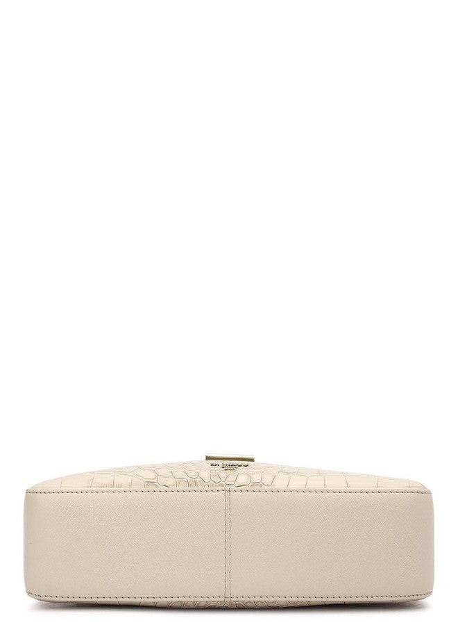 Da Milano Women’s Genuine Leather Shoulder Bag | Premium White Handbag with Zipper & Clasp Closure | Spacious Compartment with Zip & Slip Pockets | Everyday Luxury - Image 5