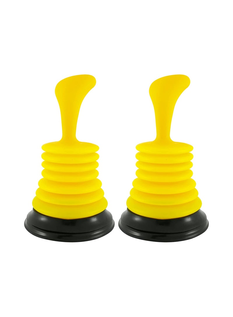 KASTWAVE Mini Sink Plunger with Short Handle Kitchen Drain Plunger Strong Suction Power to Unclog Slow Sinks Drains Tubs Showers Yellow 2-Pack - Image 1