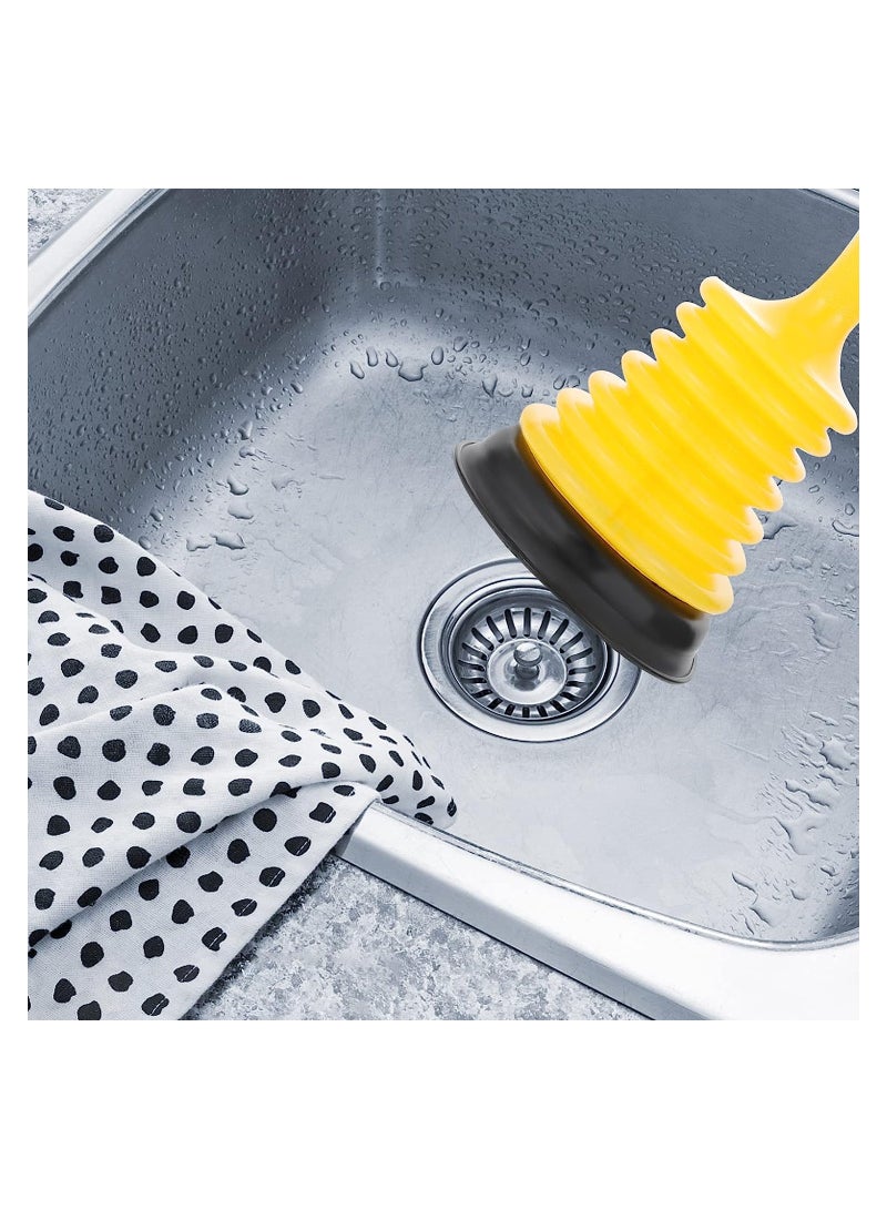 KASTWAVE Mini Sink Plunger with Short Handle Kitchen Drain Plunger Strong Suction Power to Unclog Slow Sinks Drains Tubs Showers Yellow 2-Pack - Image 2