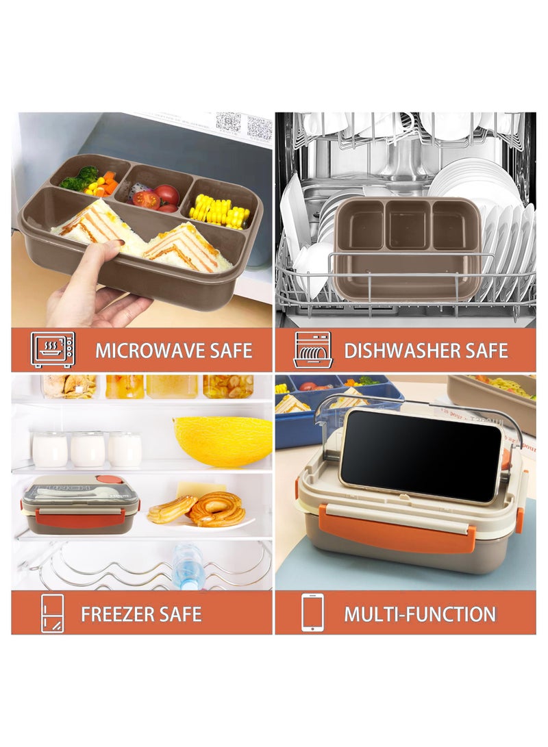 LKTOCAFT Bento Lunch Box for Kids and Adults, 1300ml Leakproof, Insulated, BPA-Free, 4 Compartments, Microwave & Dishwasher Safe, with Spoon and Sauce Containers for School & Office  - Image 5