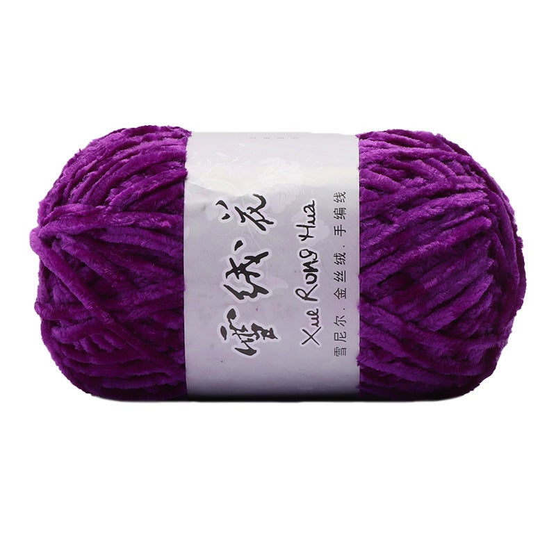 Velvet Chenille Hand Knit Yarn for DIY Scarves Hats 30 purple blue