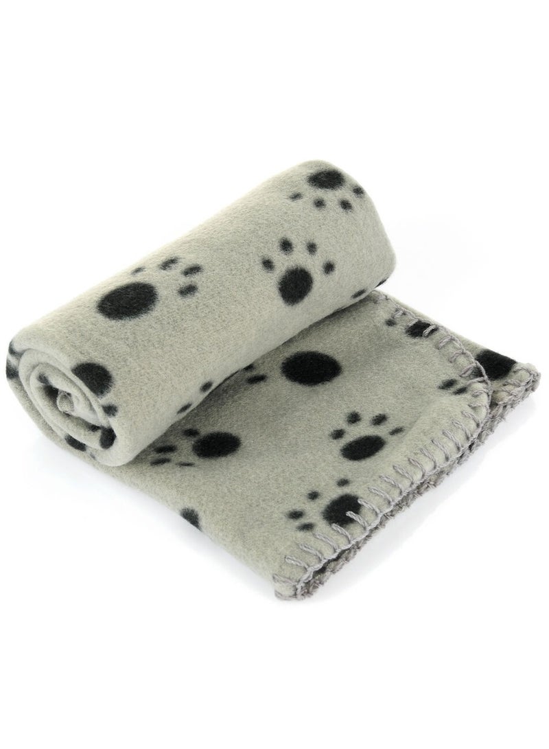 MileMelo Pet Blankets, Soft Dog Cat Pet Fleece Blankets, Extra Large Plush Throws, Touch Soft Fleece , Sleep Mat Pad Bed Cover with Paw Print, for Kitten Puppy Grey 100x70cm - Image 1