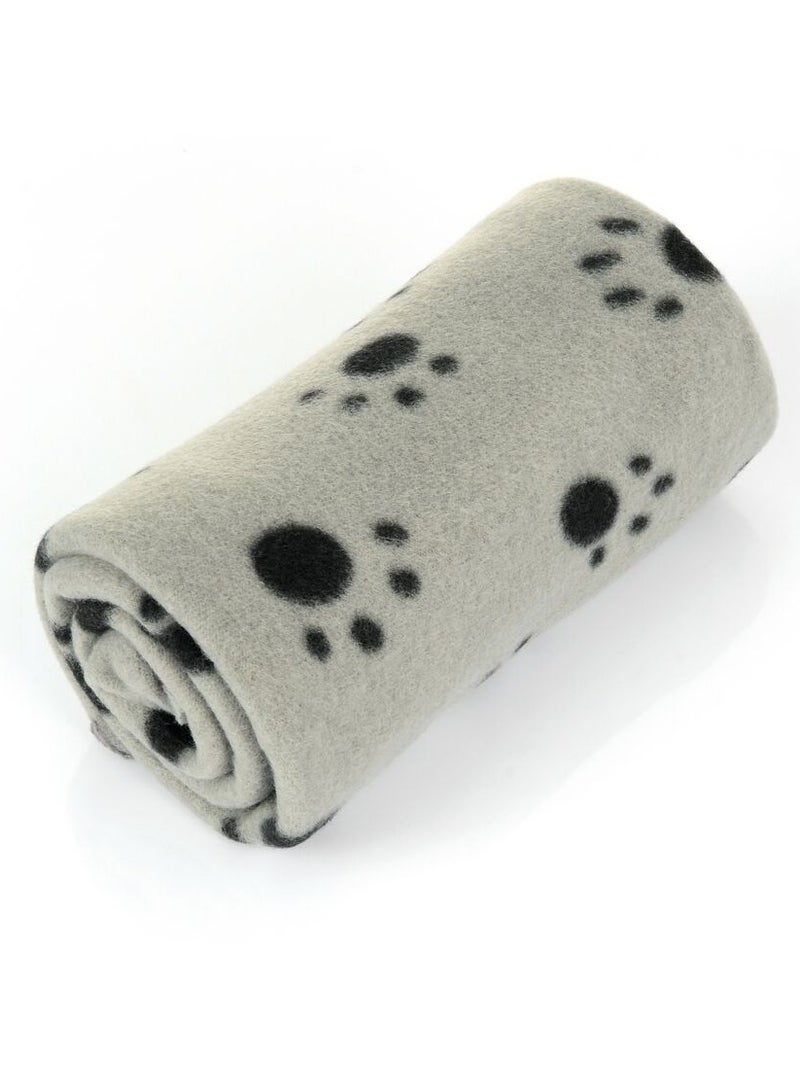 MileMelo Pet Blankets, Soft Dog Cat Pet Fleece Blankets, Extra Large Plush Throws, Touch Soft Fleece , Sleep Mat Pad Bed Cover with Paw Print, for Kitten Puppy Grey 100x70cm - Image 3
