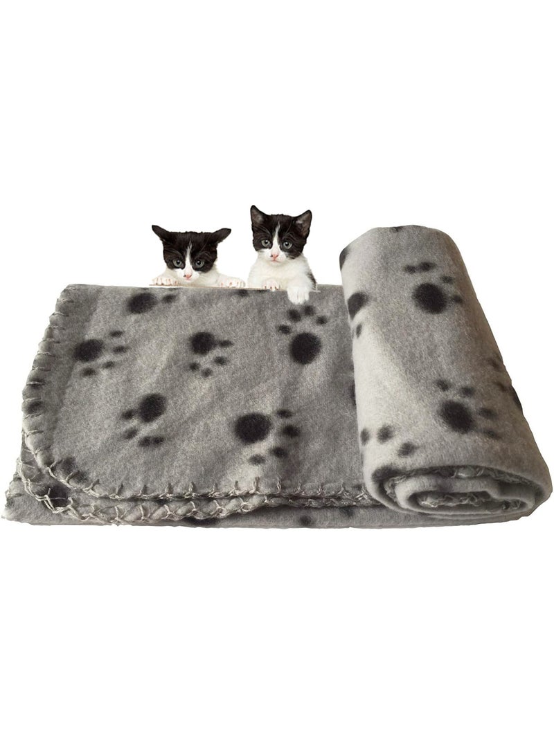 MileMelo Pet Blankets, Soft Dog Cat Pet Fleece Blankets, Extra Large Plush Throws, Touch Soft Fleece , Sleep Mat Pad Bed Cover with Paw Print, for Kitten Puppy Grey 100x70cm - Image 4