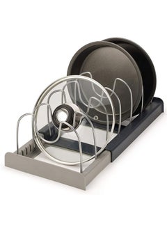 Gerenic Pan Pot Lid Rack Organizer, Kitchen 7 Tiers Adjustable Stainless Steel Compartments Holder with 2 DIY Methods for Kitchen Cabinet and Counter Hanging Storage Shelf – Expandable Length up to 22inches  - Image 3