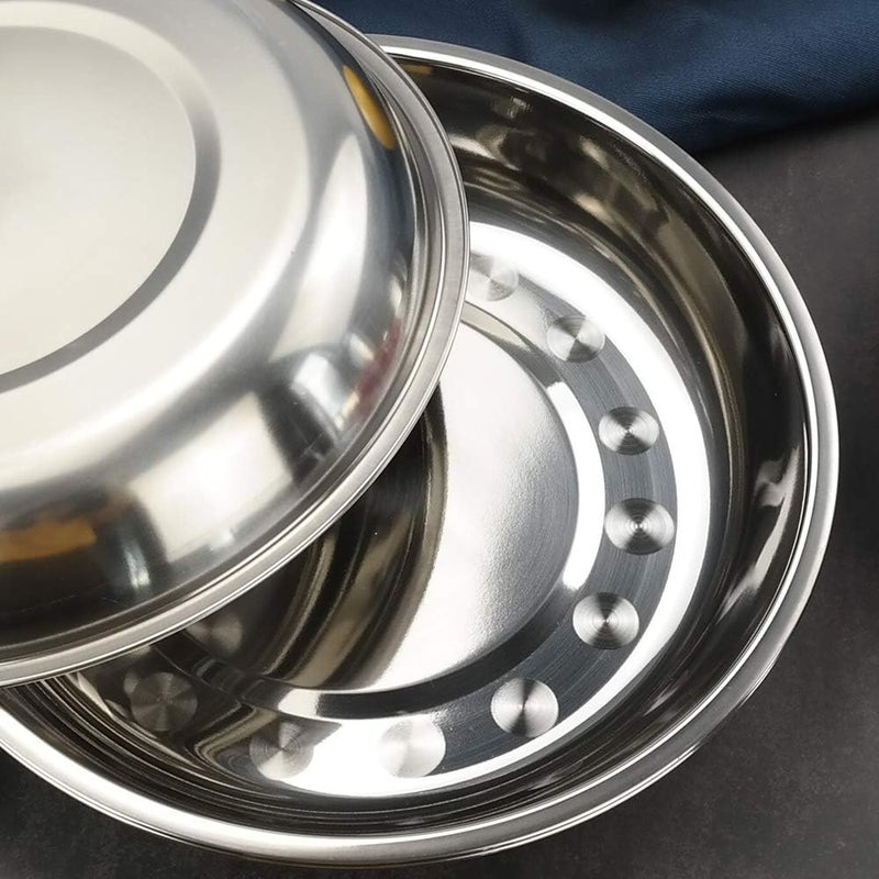 Teyyvn 4Pack Stainless Steel Dinner Plates Round Camping Plates 92Inch - Image 5