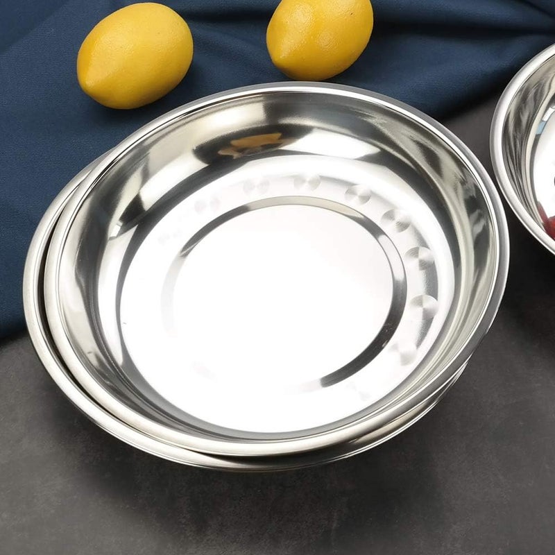 Teyyvn 4Pack Stainless Steel Dinner Plates Round Camping Plates 92Inch - Image 4