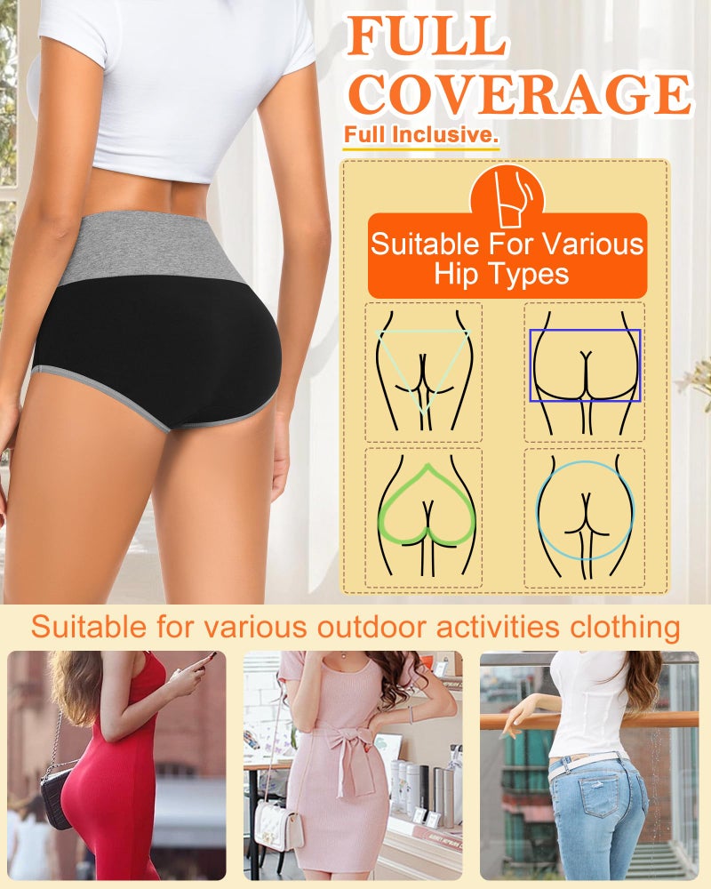 MISSWHO High Waisted Cotton Ladies Underwear C Section Postpartum Plus Size Full Coverage Briefs Soft Tummy Control 5 Pack Panties XX-Large - Image 4