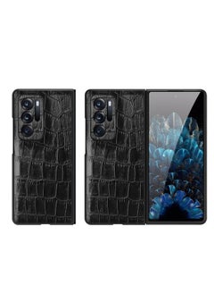 Case Cover For OPPO Find N Crocodile Texture Genuine Leather Phone Case Black