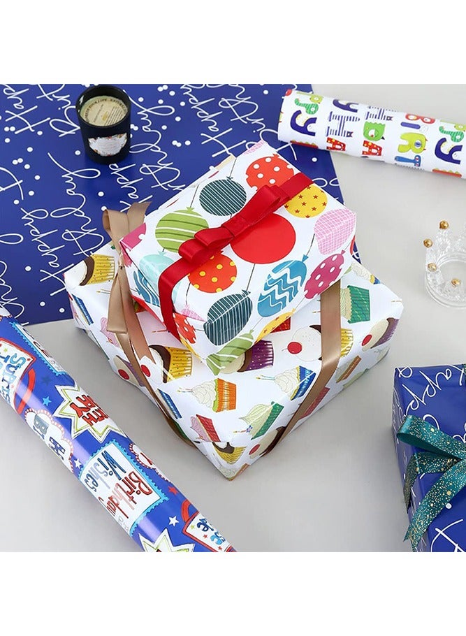 Gift Wrapping Paper for Kids, Durable Gift Wrap Set Gift Wrap Set for Birthday, Baby Shower, Weddings, Graduations, All Occasion (Blue) - Image 3