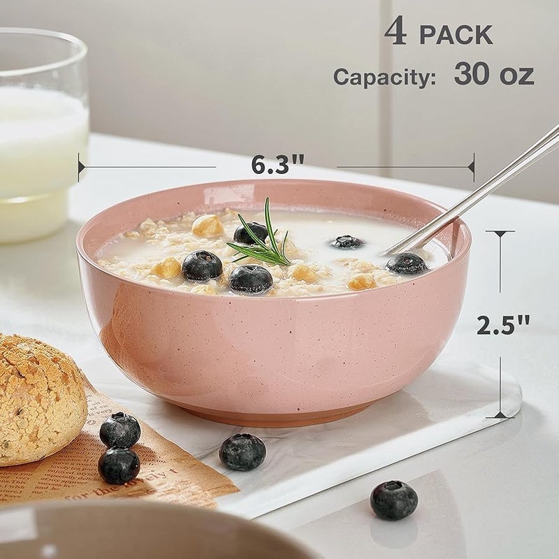Gencywe Morandi Color Large Ceramic Bowls Set of 4, 30 Ounce Cereal, Soup, Salad, Oatmeal, Serving Bowls - Dishwasher & Microwave Safe - Image 5