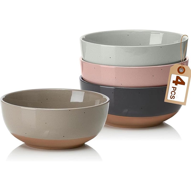 Gencywe Morandi Color Large Ceramic Bowls Set of 4, 30 Ounce Cereal, Soup, Salad, Oatmeal, Serving Bowls - Dishwasher & Microwave Safe - Image 1