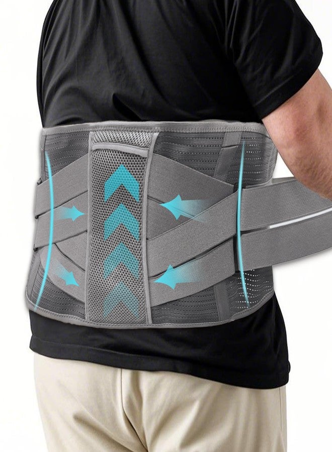 King Mills Plus Size Back Brace for Lower Back Pain, Breathable Obese Belly Support for Sciatica, Back Pain, Scoliosis, Two Sets of Support Bars. Lightweight. (Belly: 52" - 60") - Image 1