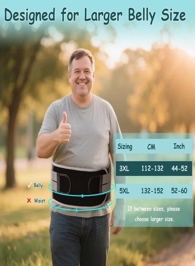 King Mills Plus Size Back Brace for Lower Back Pain, Breathable Obese Belly Support for Sciatica, Back Pain, Scoliosis, Two Sets of Support Bars. Lightweight. (Belly: 52" - 60") - Image 2
