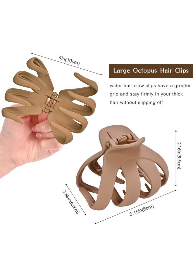 Lolalet - Octopus Hair Claw Clips, 5 Pack Non-slip Jaw Clips Medium Hair Clamps for Thick Curly Long Hair, Wide Grip Hair Accessories for Women -Style B - Image 1