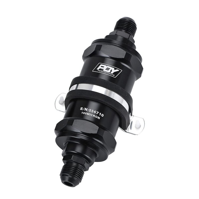فلتر وقود PQYRACING AN10 Inline PQY E85 إيثانول مع عنصر من الفولاذ المقاوم للصدأ بقطر 100 ميكرون وملصق PQY