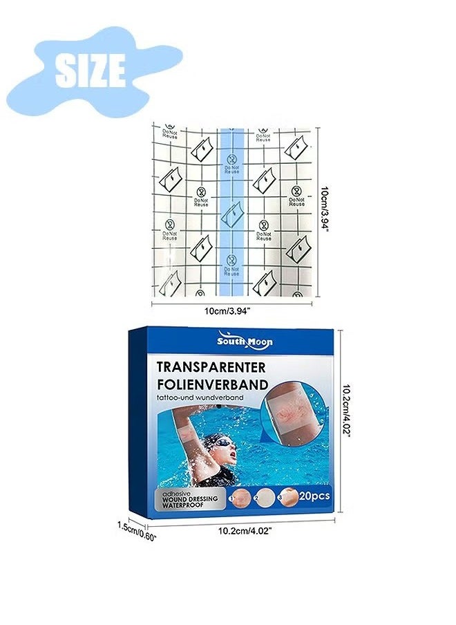 SOUTH MOON 20 Pcs Transparent Waterproof Patch, Stretch Adhesive Bandages, Tattoo Protective Transparent Film  - Image 2