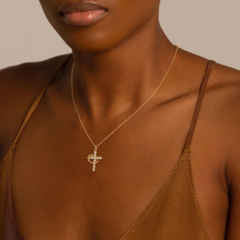 Tewiky Christian Gift Stocking Stuffers Cross Necklace for women-Dainty 14k Gold Plated/Silver Plated Pendant Necklaces Simple Cute Tiny Necklace Jewelry for Women - Image 3