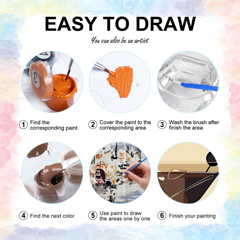 Yezavesu 6 Pack Paint by Numbers Kit for Adults Beginner 8x12 Inch, Cocktail Adult Paint by Number Kits on Canvas Without Frame, DIY Acrylic Cocktail Painting by Numbers for Home Wall Decor Gift - Image 5