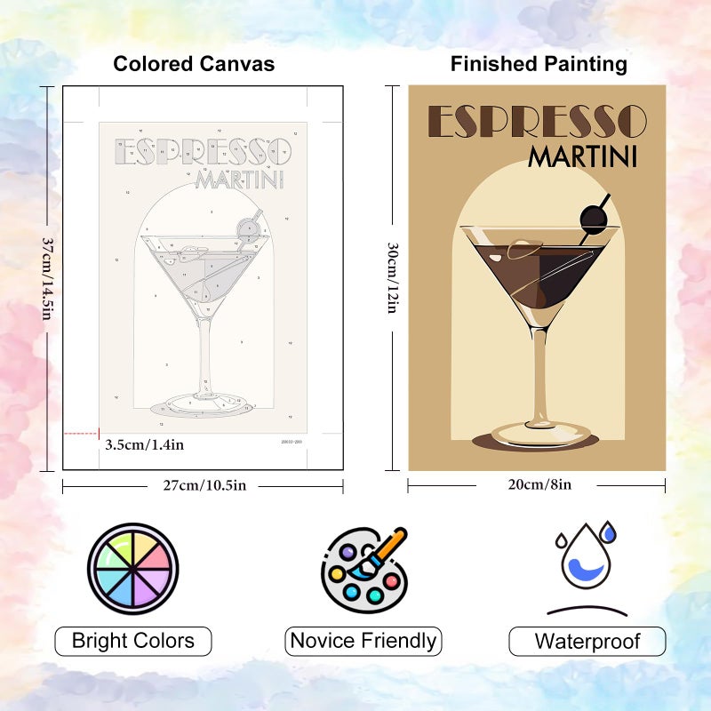 Yezavesu 6 Pack Paint by Numbers Kit for Adults Beginner 8x12 Inch, Cocktail Adult Paint by Number Kits on Canvas Without Frame, DIY Acrylic Cocktail Painting by Numbers for Home Wall Decor Gift - Image 3