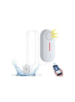 Water Leak Detector WiFi, Low Water Level Alarm, 100dB Loud Water Alarm, Water Sensor with Remote Tuya/Smart Life App Monitoring, Wireless Water Detector for Kitchen, Bathroom, Basement(1 Pack)