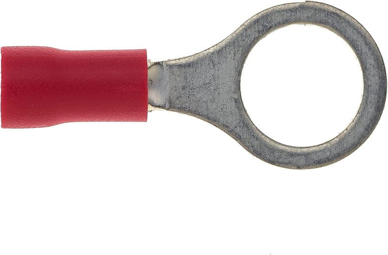 Keple Ring Crimp Terminal - Pack of 100, Red, 8mm, 25A, 22-16 AWG - Heat Shrink Ring Connectors, Tinned Copper Connectors, Insulated Ring Wire Terminals - Image 4