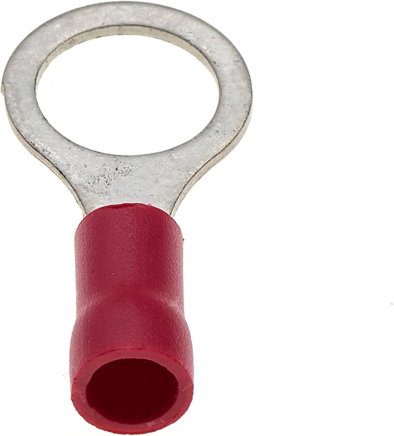 Keple Ring Crimp Terminal - Pack of 100, Red, 8mm, 25A, 22-16 AWG - Heat Shrink Ring Connectors, Tinned Copper Connectors, Insulated Ring Wire Terminals - Image 3