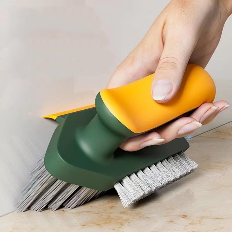 DEV STORE Grout Cleaner Brush 4 in 1 with Squeegee,Bathroom Cleaning Brushes,V-Shape Gap Scrub Brush Crevice Cleaning Brush Tools, Multifunctional scrubbing Floor Brush for Corner,Window,Sink,Kitchen - Image 1