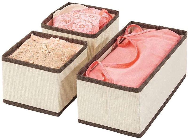 SuneshCreation SuneshCreation Set of 3 NonWoven Foldable Cloth Storage Box Drawer Divider Organizer Closet Storage for Socks Bra Tie Scarfs Collapsible Storage Drawers  - Image 3